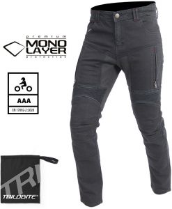 Kevlarové džínsy na motorku Trilobite Parado Monolayer AAA čierne SLIM FIT