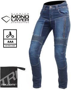 Kevlarové dámske džínsy na motorku Trilobite Parado Monolayer AAA čierne SLIMFIT