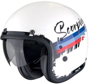 SCORPION otvorená prilba na motocykel BELFAST EVO ADONIS (biela/červená/modrá)