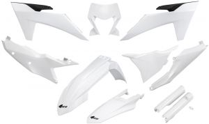 UFO KTKIT530F042 sada plastov (biela, s krytmi tlmičov), KTM EXC 150 / 250 / 300