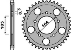 PBR 455746C45 rozeta pre reťaze 525 (45 zubov), GILERA GP 800 09-19, APRILIA SRV