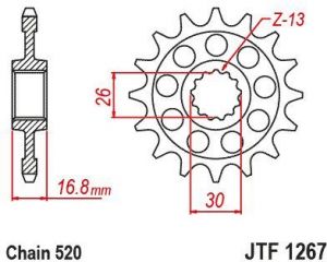 JT reťazové koliesko JTF1267.16RB pre reťaze 520 (16 zubov), HONDA CB 750 HORNET