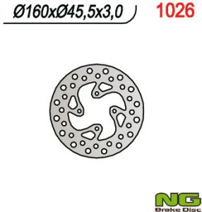 NG1026 zadný brzdový kotúč (160x45,5x3) (4x6,5mm), KTM 65 SX '98-'23