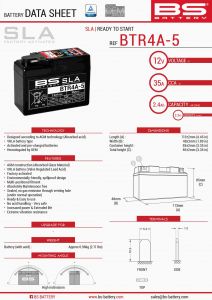 Batéria gélová 12V, GTR4A-5, 3Ah, 55A,BS BATTERY GEL 113x48x85