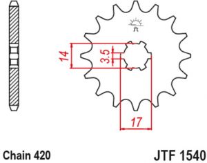 reťazové koliesko JTF1540.14, JT (14 zubov) KAWASAKI Z 125 Pro (17-20)