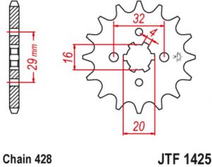 reťazové koliesko JTF1425.15, JT (15 zubov) SUZUKI GSX-R 125, RV 125 Van Van