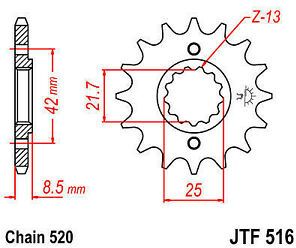 reťazové koliesko s tlmiacou gumovou vrstvou JTF516.16RB, JT (16 zubov) KAWASAKI