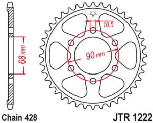 oceľová rozeta JTR1222.47, JT (47 zubov) HONDA CB 125 R Neo Sports ABS (18-19)