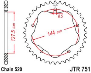 oceľová rozeta JTR751.42, JT (42 zubov) DUCATI Monster 800 S2R, Hypermotard 950