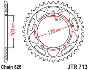 oceľová rozeta JTR713.40, JT (40 zubov) APRILIA RSV4 1000, Tuono V4 1100