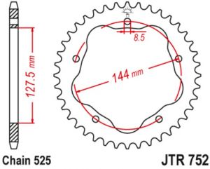 oceľová rozeta JTR752.39, JT (39 zubov) DUCATI Monster 796/1100, 848