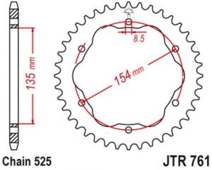 oceľová rozeta JTR761.39, JT (39 zubov) DUCATI Panigale 1100/1199/1299, Monster
