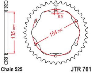 oceľová rozeta JTR761.43, JT (43 zubov) DUCATI Panigale 1100/1299, Diavel 1200