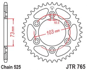 oceľová rozeta JTR765.43, JT (43 zubov) DUCATI Multistrada 950 /S ABS (18-20)