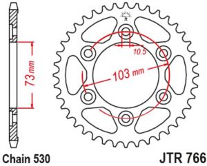 oceľová rozeta JTR766.43, JT (43 zubov) DUCATI Multistrada 120/1260 ABS Enduro