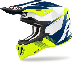prilba STRYCKER Blazer, AIROH (žltá fluo / modrá / biela) 2023