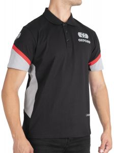 tričko s golierom RACING, OXFORD (čierna/šedá/červená)