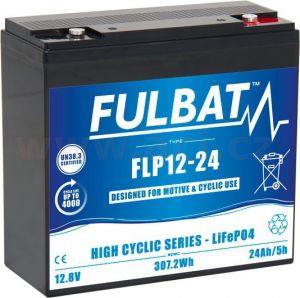 lithiová batéria LiFePO4  FLP12-24  FULBAT 12,8V, 24Ah, 307Wh, 181x77x167