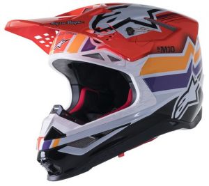 přilba SUPERTECH S-M10 edice TROY LEE DESIGNS, ALPINESTARS (oranžová/žlutá/fialo