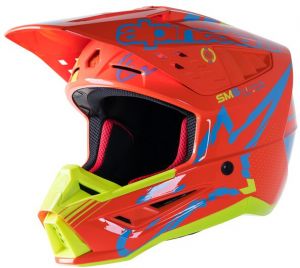 prilba S-M5 ACTION, ALPINESTARS (oranžová/žltá fluo/svetlo modrá)