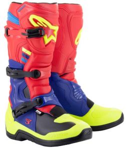 topánky TECH 3, ALPINESTARS (červená/modrá/žltá fluo/čierna)