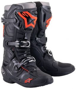 topánky TECH 10, ALPINESTARS (čierna/červená fluo/šedá)