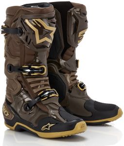 topánky TECH 10 limit. edícia SQUAD, ALPINESTARS (tmavo hnedá/zlatá/čierna)
