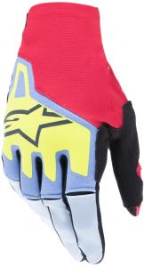 rukavice TECHSTAR, ALPINESTARS (svetlá modrá/červená/žltá fluo/čierna)