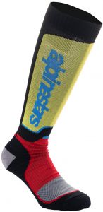 ponožky MX PLUS, ALPINESTARS (čierna/červená fluo/žlutá fluo/modrá)