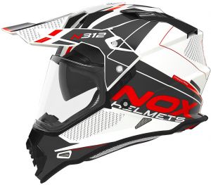 prilba N312 DRONE, NOX (biela, čierna, červená) 2024