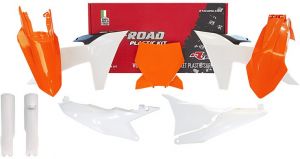 sada plastov KTM, RTECH (oranžovo-čierno-biela, 7 dielov)