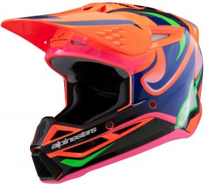 prilba S-M3 edícia HAIDEN DEEGAN ALPINESTARS detská (oranž. fluo/fialová/rúžová)