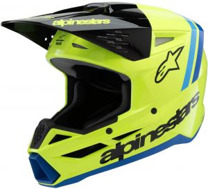 Prilba S-M3 RADIUM, ALPINESTARS, detská (žltá fluo/čierna/modrá) 2025