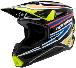 Prilba S-M3 WURX, ALPINESTARS, detská (čierna/žltá fluo/modrá/červená) 2025