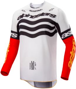dres TECHSTAR DEEP, ALPINESTARS (čierna/biela/červená fluo/oranžová) 2025