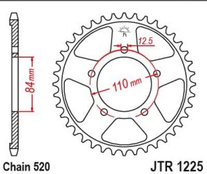 oceľová rozeta JTR1225.41, JT (40 zubov) HONDA CB 500 XA ABS, CMX 500 Rebel