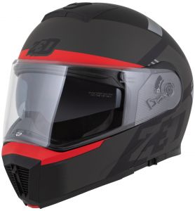 Prilba F19, ZED (čierna matná/červená fluo/sivá) 2025