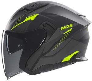 Prilba N130 Myst, NOX (čierna matná, žltá fluo) 2025