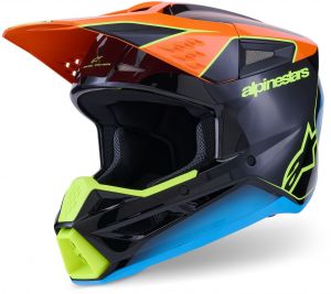 prilba S-M3 FRAY, ALPINESTARS (čierna/oranžová fluo/žltá fluo/tyrkysová) 2026