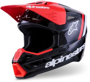 prilba S-M3 RADIUM, ALPINESTARS (čierna/červená fluo/biela) 2026