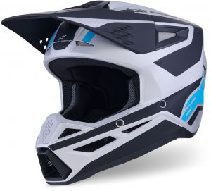 prilba S-M3 HEAT, ALPINESTARS (strieborná/modrá/čierna matná) 2026