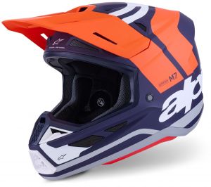 prilba SM7 CORE, ALPINESTARS (oranžová/modrá/biela/matná) 2026