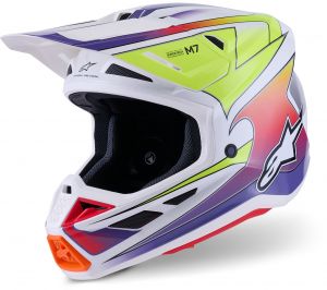 prilba SM7 FUSE, ALPINESTARS (biela/žltá fluo/fialová) 2026