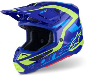 prilba SM7 DEED, ALPINESTARS (modrá/žltá fluo) 2026