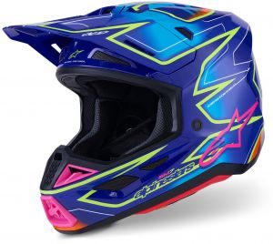 prilba SM7 CAST, ALPINESTARS (modrá/rúžová/žltá fluo) 2026