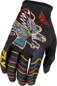 rukavice LITE AMERICANA, FLY RACING - USA 2026 (čierna/červená/zlatá)
