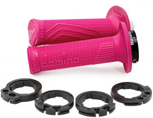 gripy LOCK-ON D100 (offroad) dĺžka 125/130 mm (4 vačky), DOMINO (rúžové)