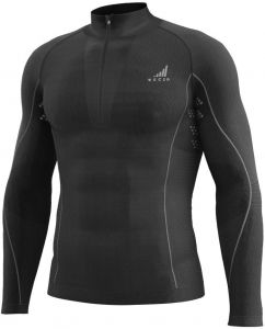 funkčné tričko s dlhým rukávom a límcom na zips K-MERINO, unisex TECSO (čierna)