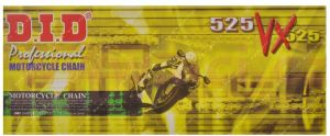 reťaz 525VX, D.I.D. - Japonsko (farba čierna, 122 článkov vr. spojky ZJ)