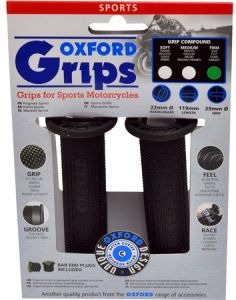 gripy Sport, OXFORD - Anglicko (čierna guma, tvrdosť gumy medium, na riadidlá